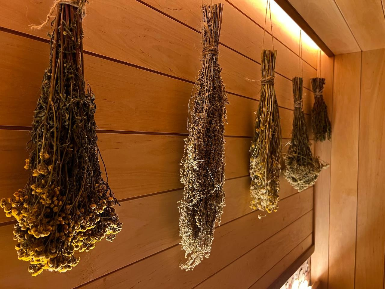 Семейная баня в Рощино из ольхи с можжевеловым панно, яркой печной зоной, закарнизной подсветкой и печью от производителя Aston. SaunaTopMasters