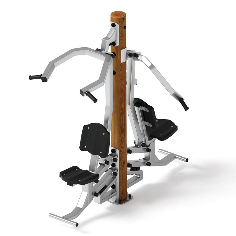 Тренажер тяга верхняя + жим от груди (лиственница темный) СТ 027-Л.И3.01 Габариты (ШхДхВ): 1870х910х2100 Зона безопасности, мм: 3340х2000 Оборудование предназначено для подростков в возрасте от 14 лет и взрослых, весом не более 100 кг.