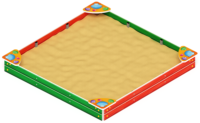 Песочница большая (Ракушки) - ИО 5.01.03-01 Габариты (ШхДхВ): 2100x2100x244 Зона безопасности, мм: 3100х3100