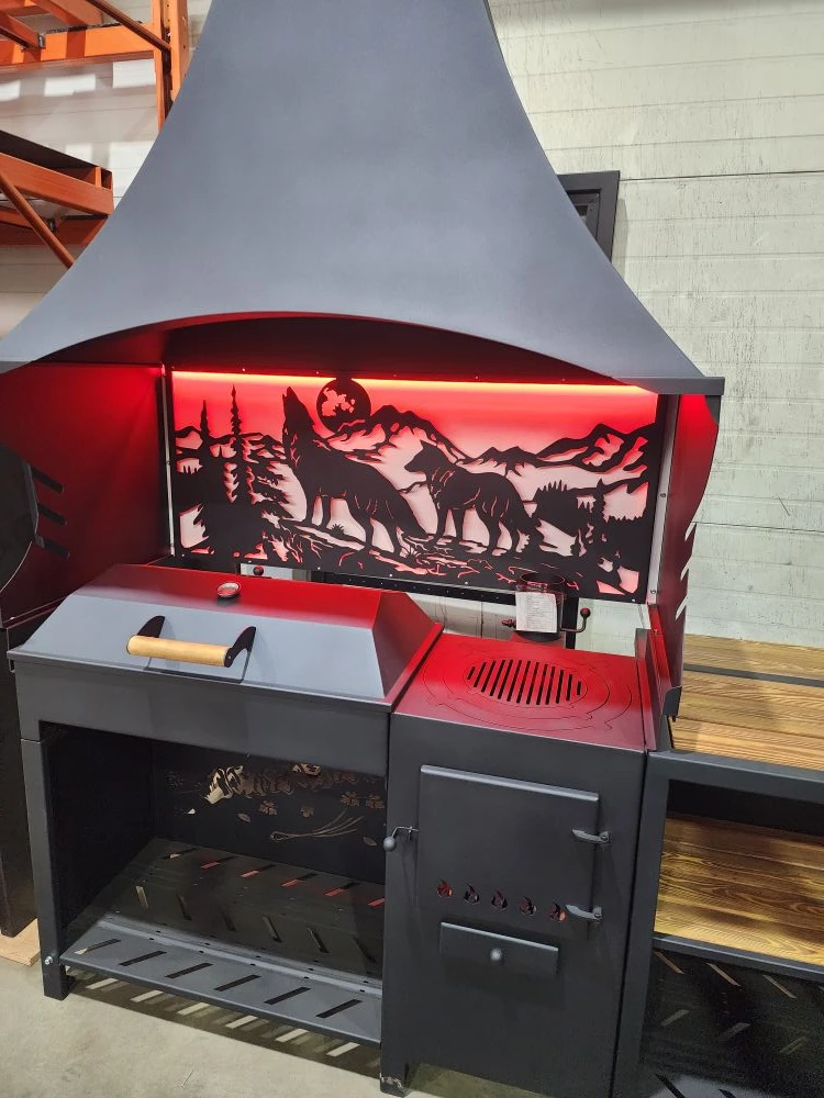 «ДЖЕТА» с расширенным вытяжным зонтом и светодиодной подсветкой. Купить / заказать мангал для дома в Краснодаре от производителя «Дарбин»