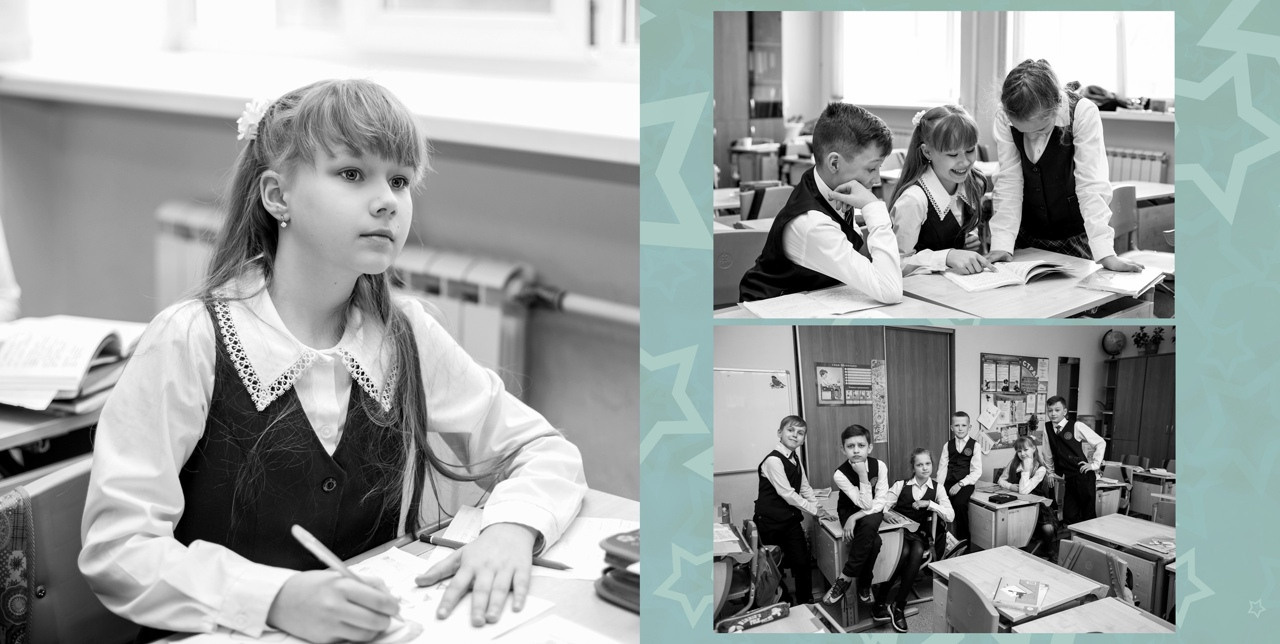 Макеты/развороты фотокниг ШКОЛЫ. Семейный фотограф Тюмень, фотограф на роды Салмина Мария