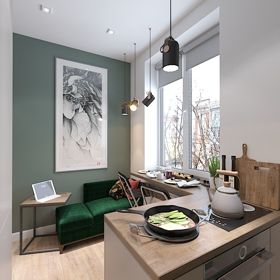Маленькая кухня в хрущёвке. Студия интерьерной визуализации и дизайна FishkaRom в Краснодаре и по всей России