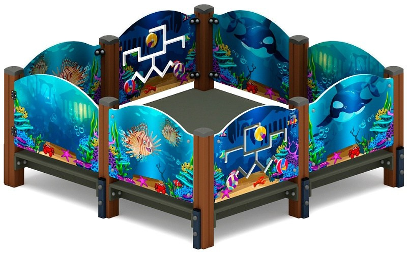 Манеж (Морской) МФ 21.17.01-20 Габариты (ШхДхВ): 1950х1950х880 Зона безопасности, мм: 3950х3950