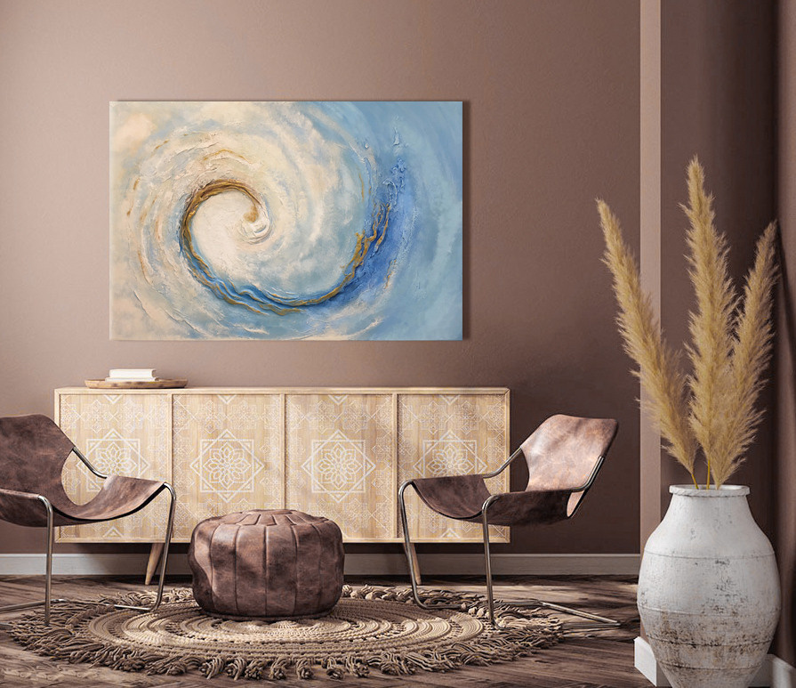 Glare on the water, Acrylic painting on Panel, Size 120x80 cm (unframed), ready to hang. 