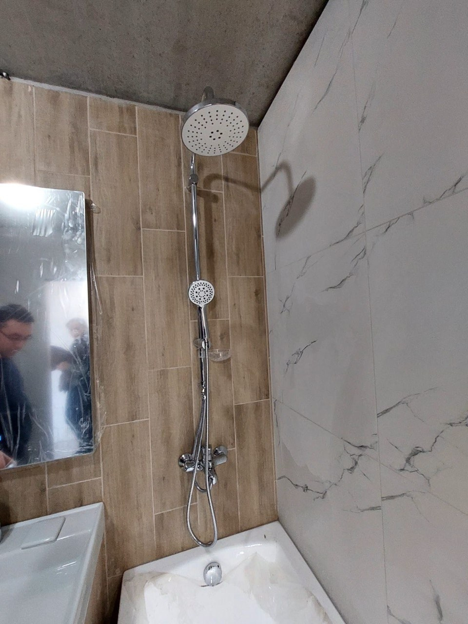 Ванная комната (ул. Натана Рахлина д. 15/1). Ремонт санузла, туалета, ванной под ключ в Казани. Укладка плитки