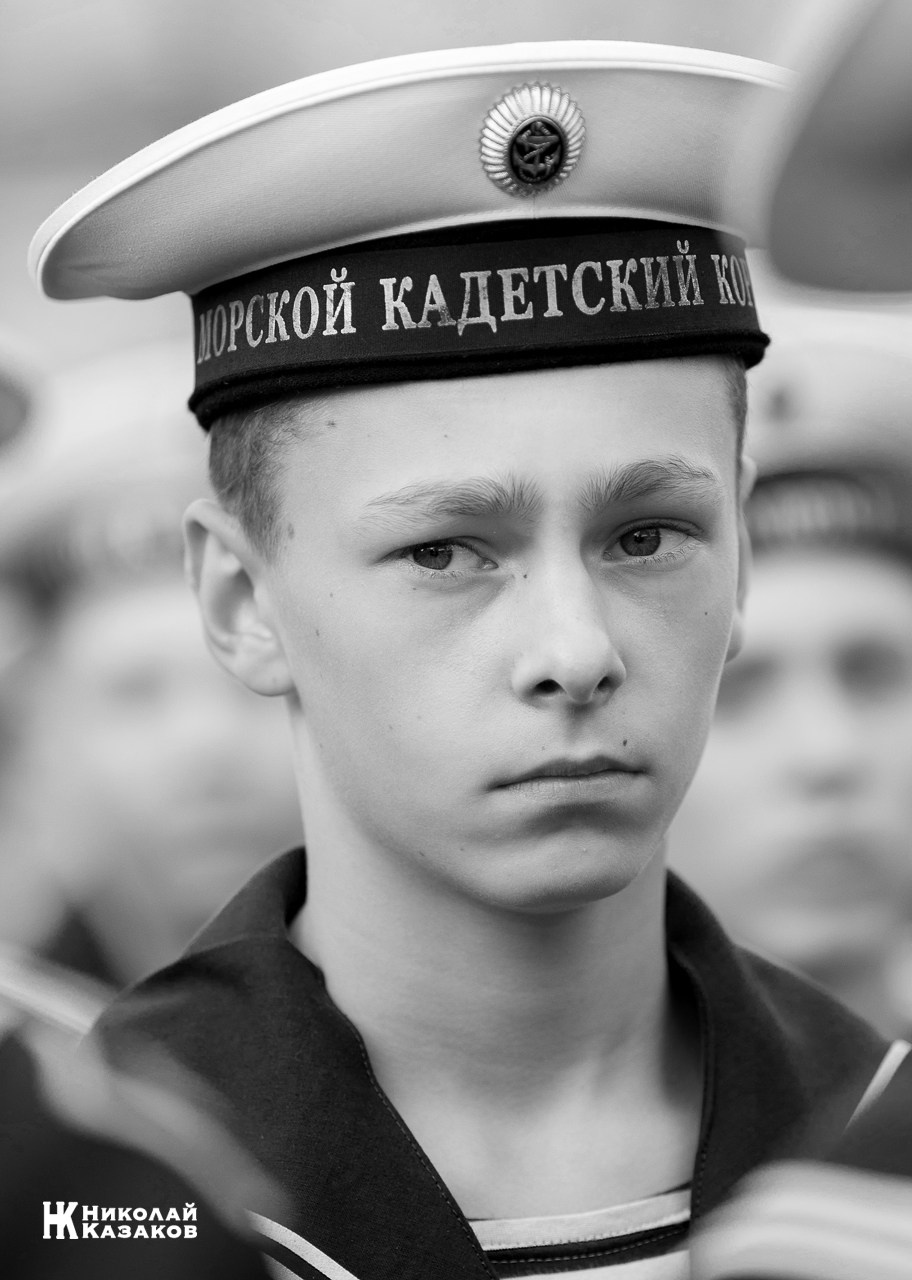 Черно-белый портрет воспитанника Кронштадского морского кадетского военного корпуса.