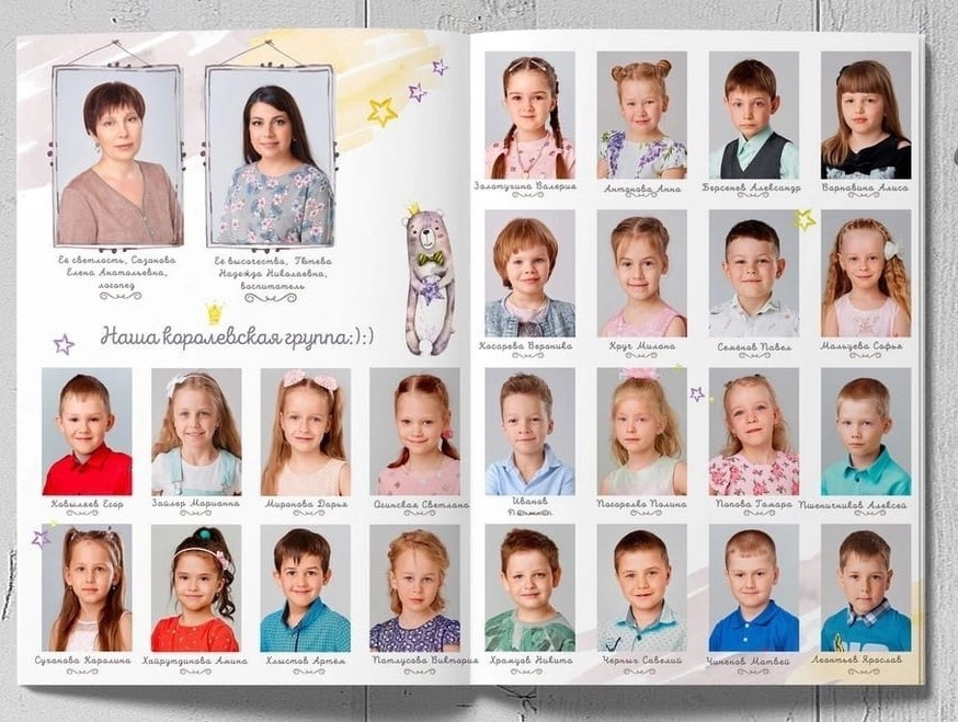 ОБЩАЯ ФОТОГРАФИЯ В ВЫПУСКНОМ АЛЬБОМЕ ДЕТСКОГО САДА