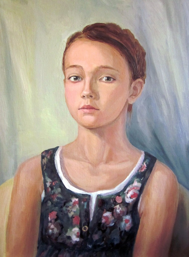 Портрет девочки в пёстром, холст / масло, 2010