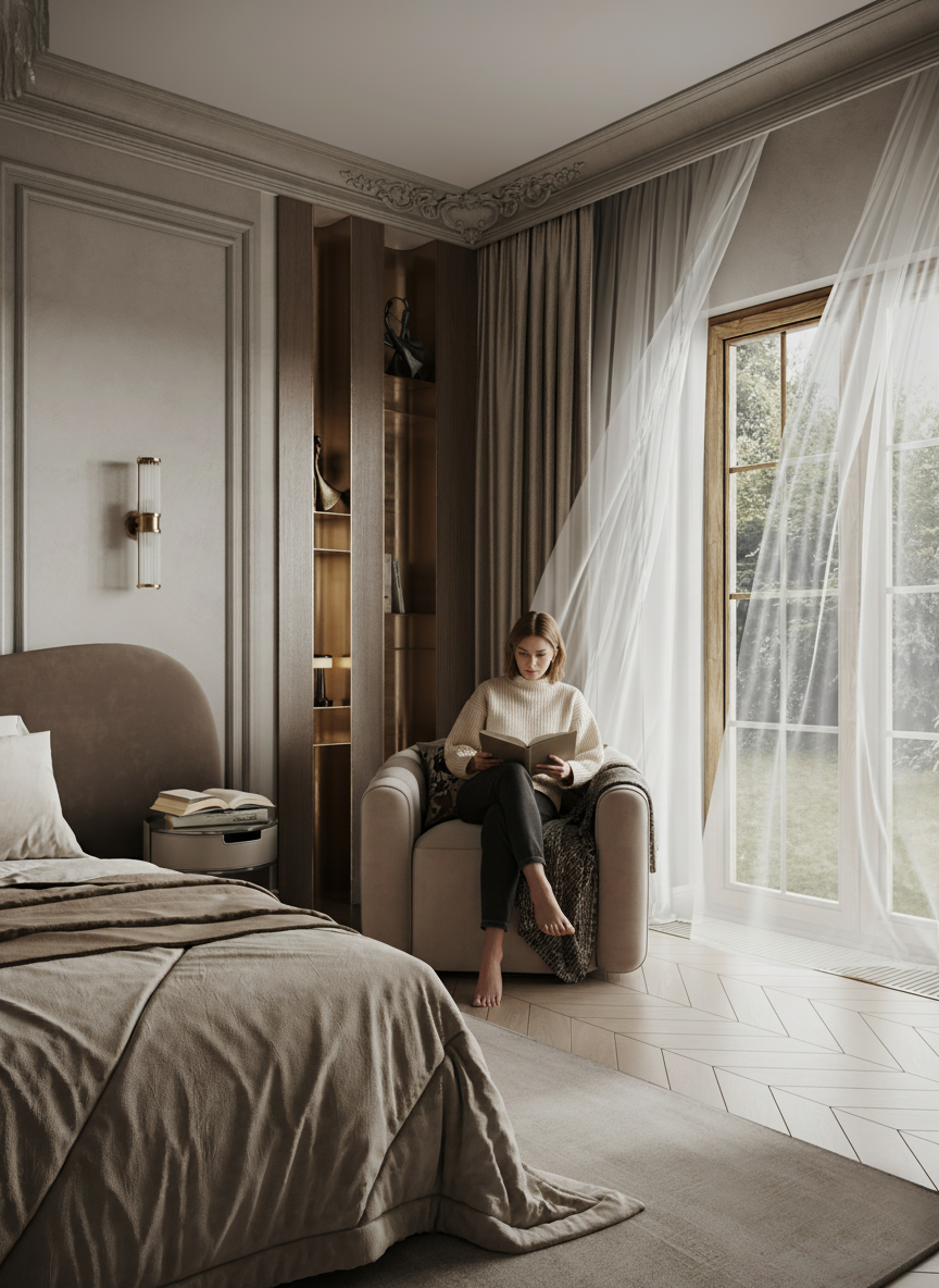 Спальня в классическом стиле. Интерьерная 3D Визуализация