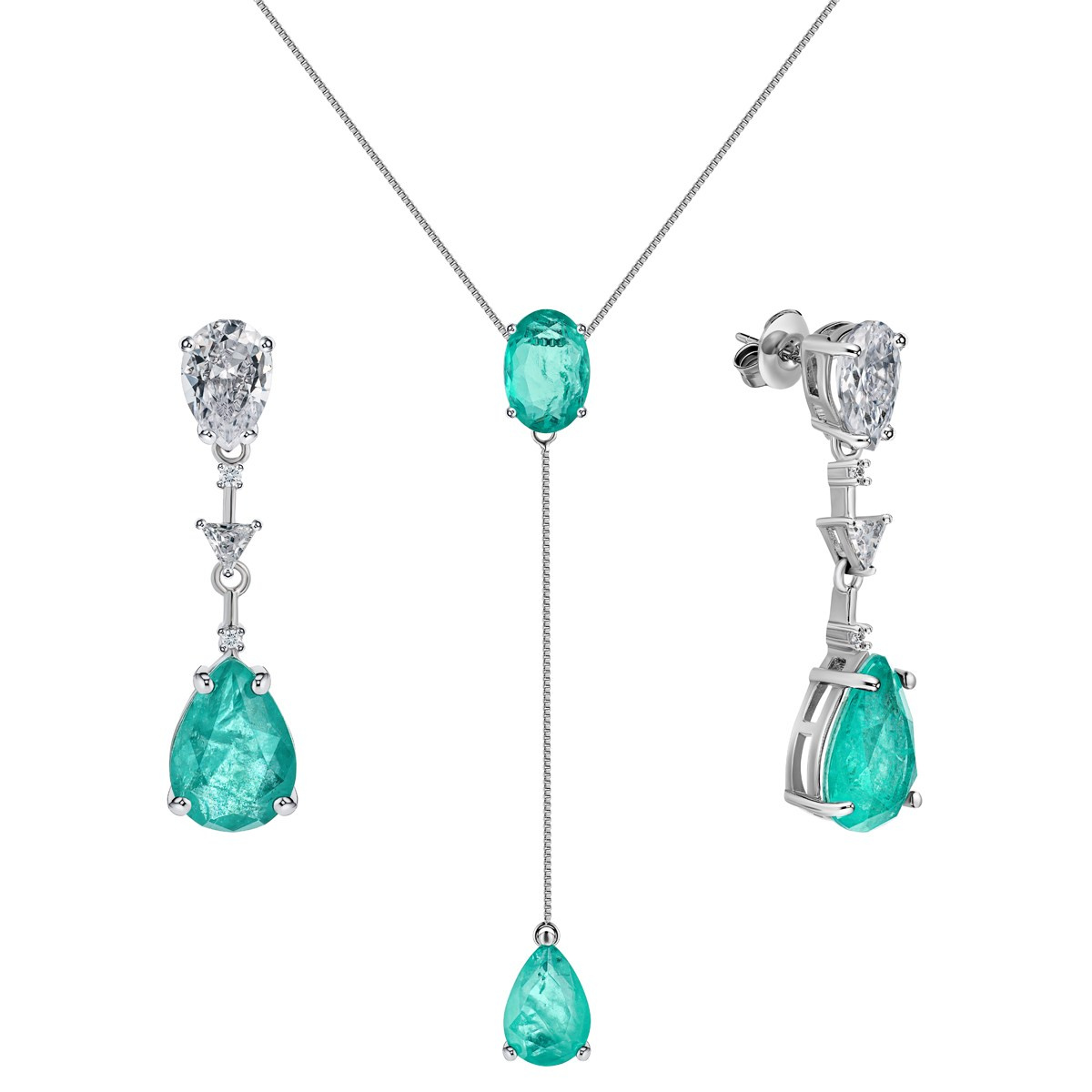 Серьги и подвеска из серебра