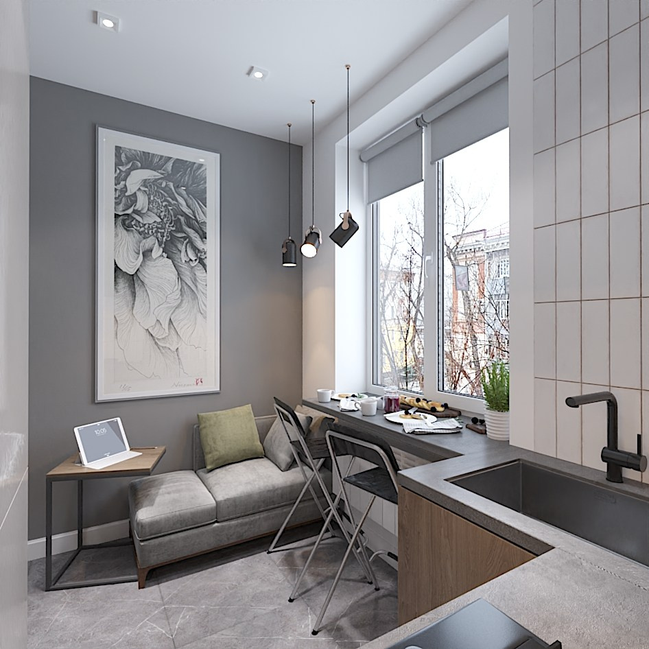 Маленькая кухня в хрущёвке. Студия интерьерной визуализации и дизайна FishkaRom в Краснодаре и по всей России