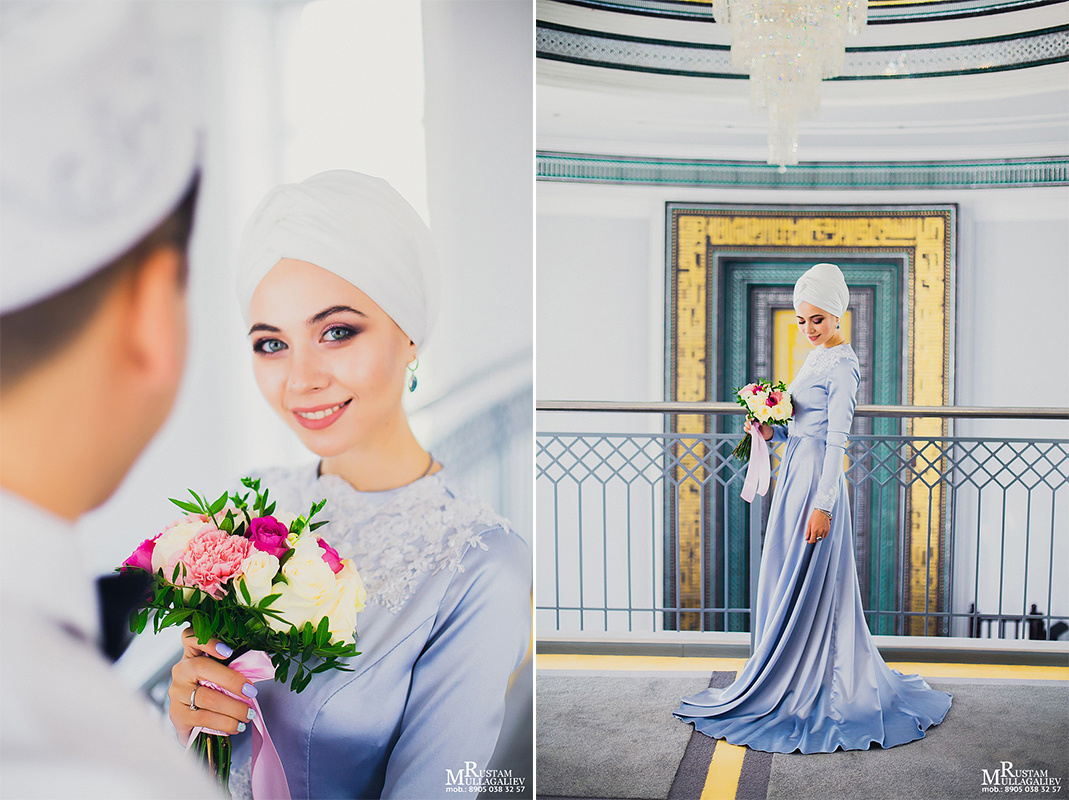 никах в мечети Ярдэм, букет невесты, платье на никах, мусульманская свадьба