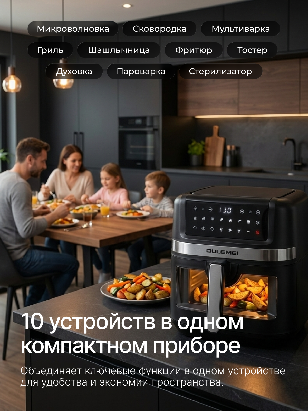 Аэрогриль. Инфографика | Визуальный нейромаркетинг | Дизайн карточек для маркетплейсов