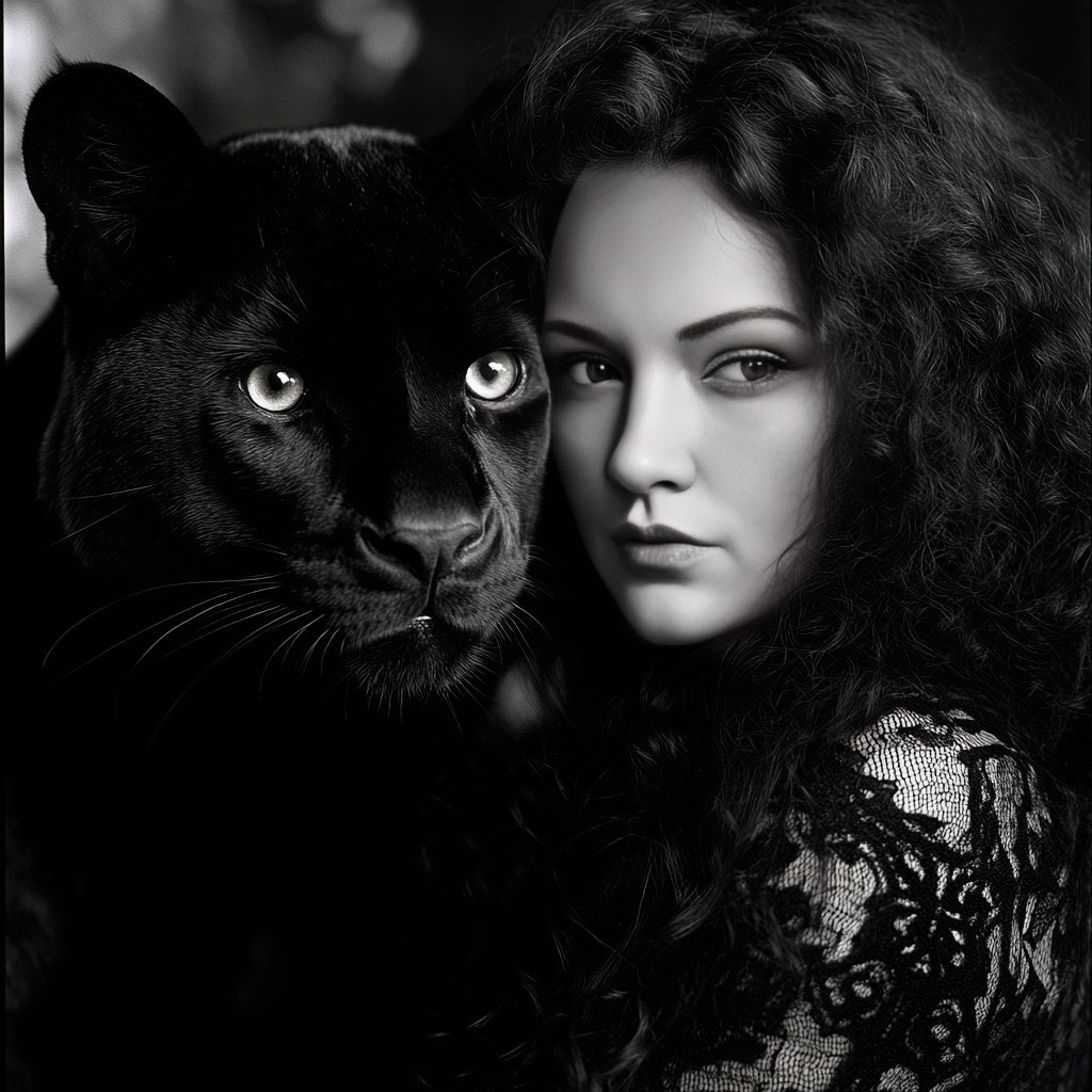 Нейрофотосессия для Алины. Девушка с пантерой. ФотоХудожник Харитонова Ирина г. Санкт-Петербург