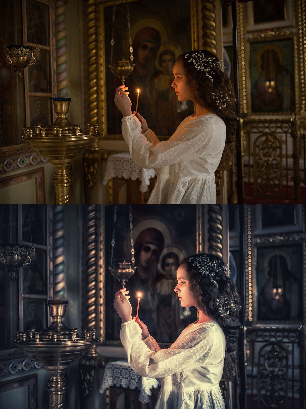 Ретушь фото до и после. Женский фотограф Крещение Венчание Москва Брянск