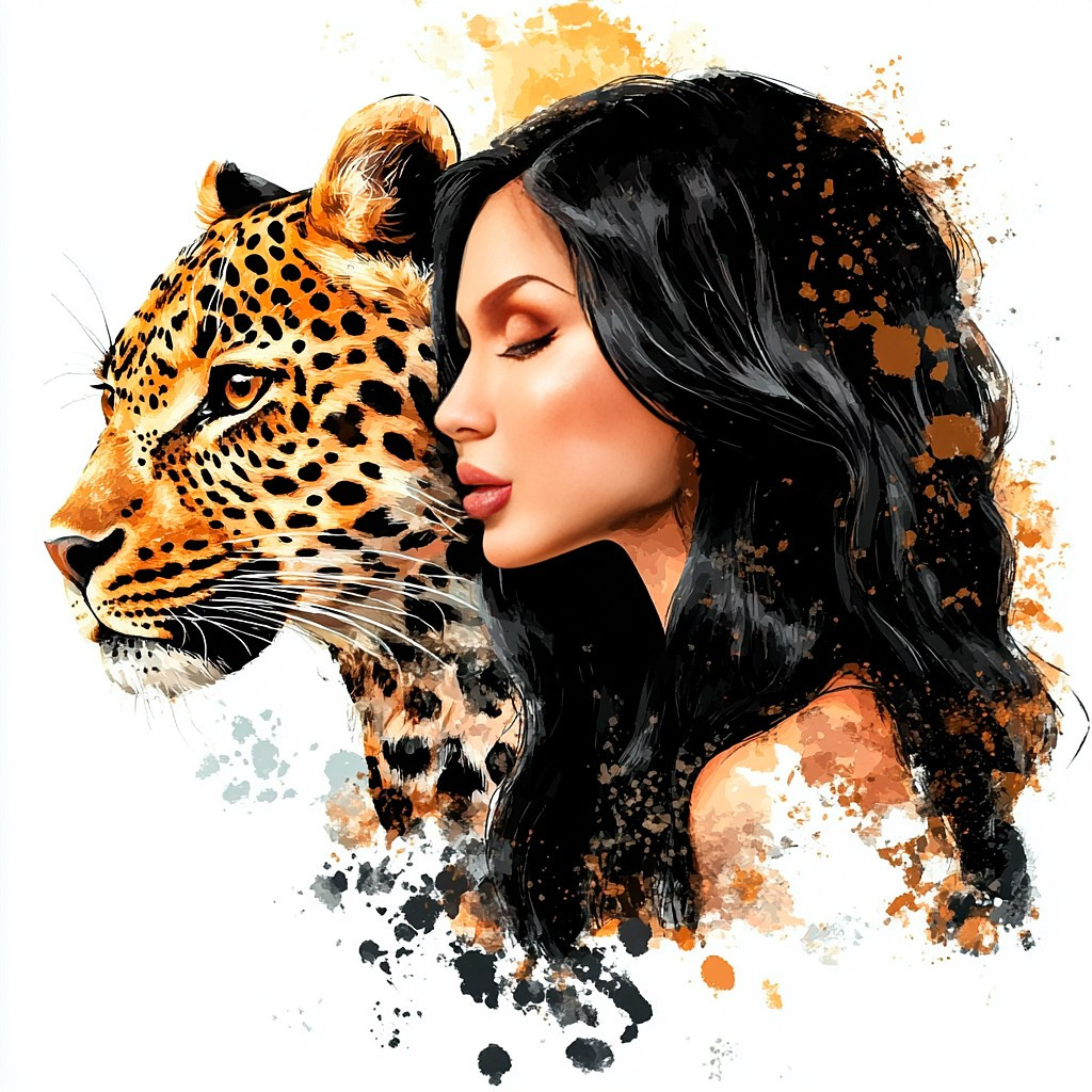 Нейрофотосессия для Юлии. Девушка и гепард/девушка и лев. ФотоХудожник Харитонова Ирина г. Санкт-Петербург