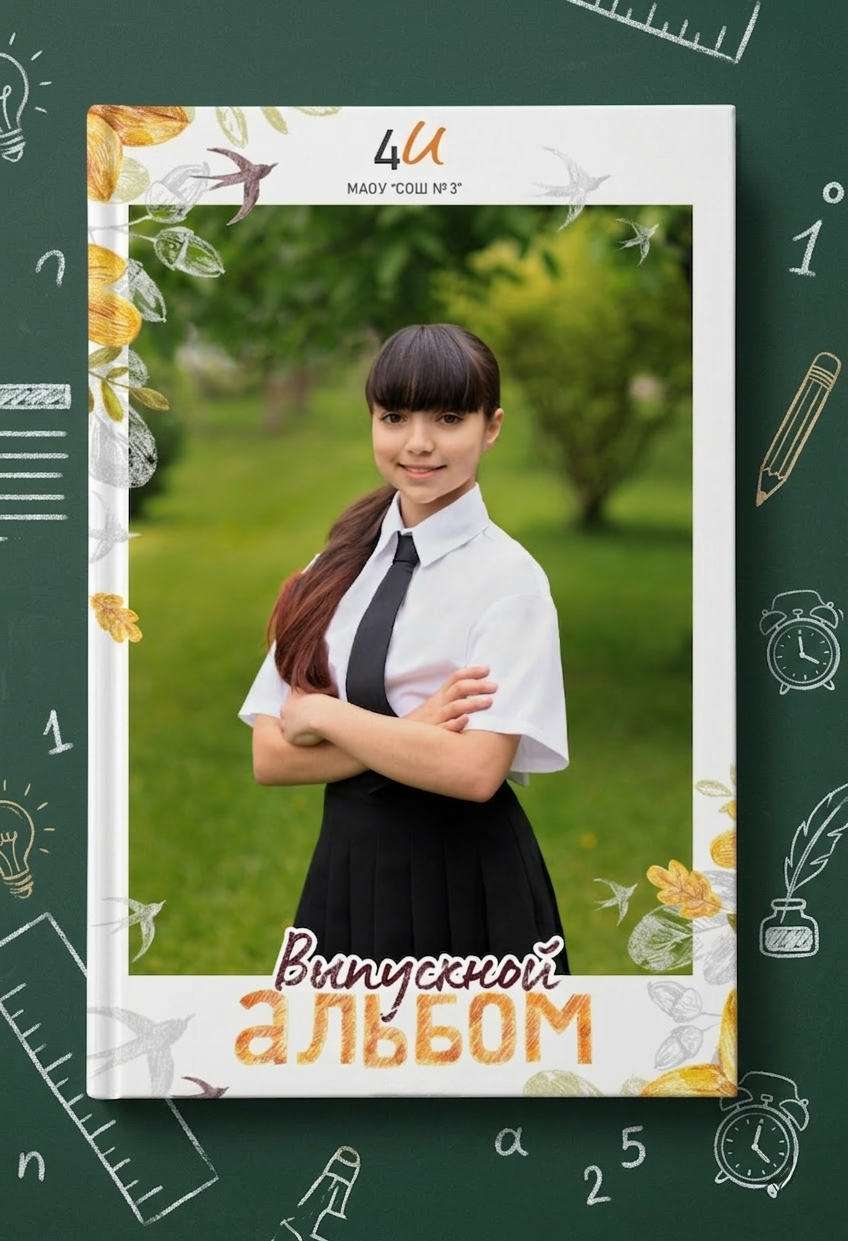 Обложка выпускного альбома 4 класса с портретом ученика Краснодар