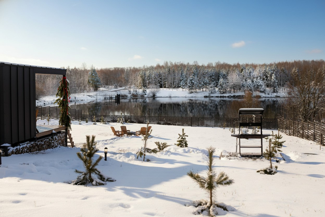 Наша территория. Глэмпинг. Аренда дома для отдыха в Брянске. Банный чан, зона BBQ. Дом на озере в Брянске. Отдых Брянск
