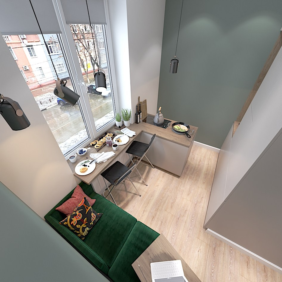 Маленькая кухня в хрущёвке. Студия интерьерной визуализации и дизайна FishkaRom в Краснодаре и по всей России