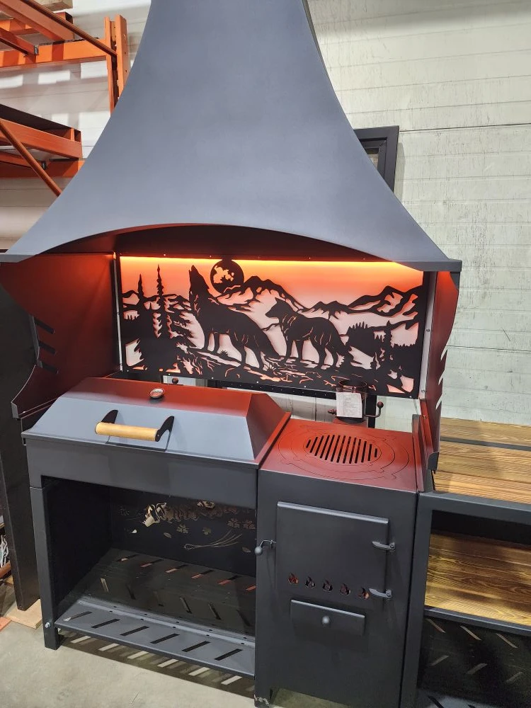 «ДЖЕТА» с расширенным вытяжным зонтом и светодиодной подсветкой. Купить / заказать мангал для дома в Краснодаре от производителя «Дарбин»