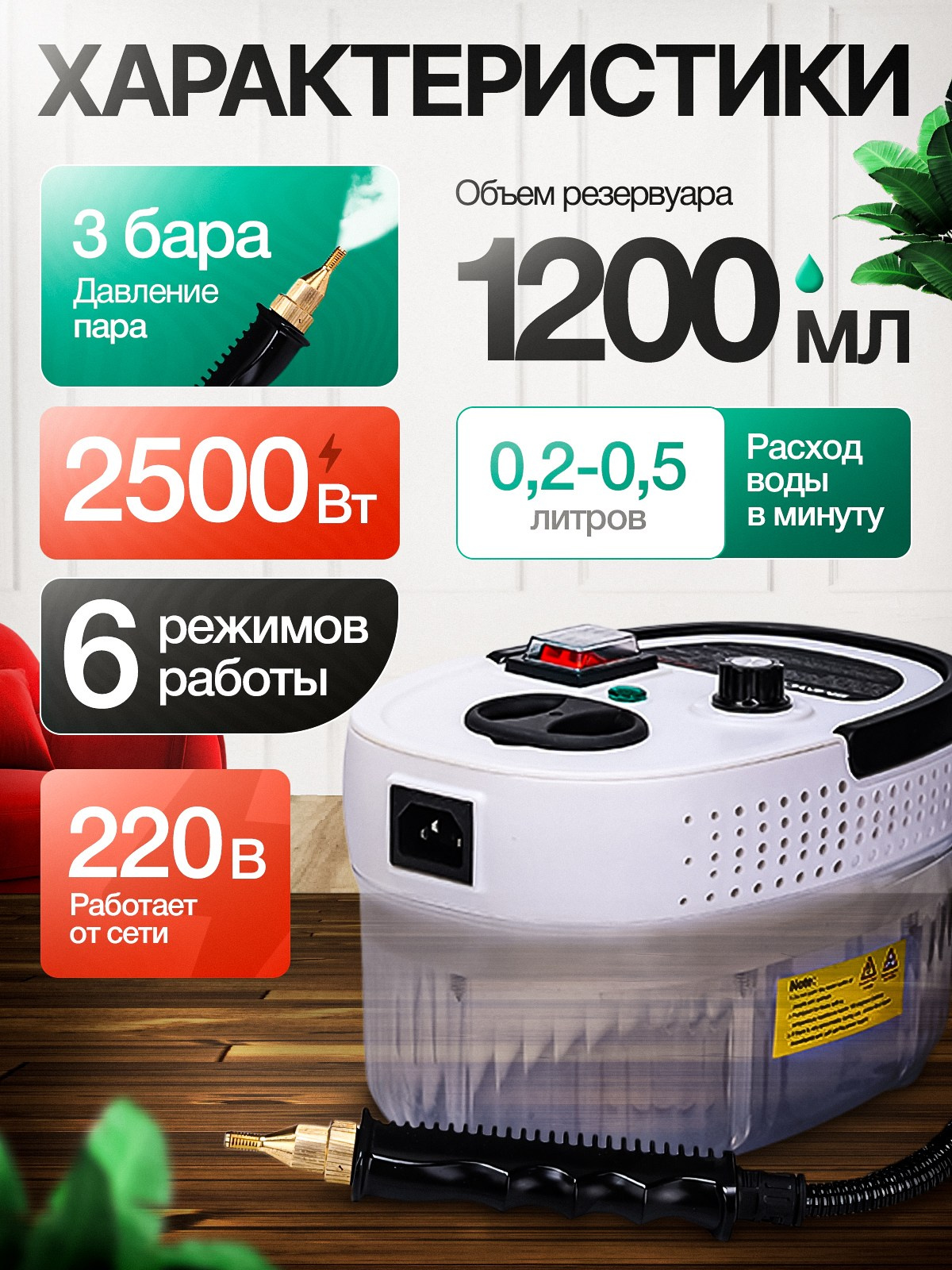 Пароочиститель. Дизайн карточек для маркетплейсов