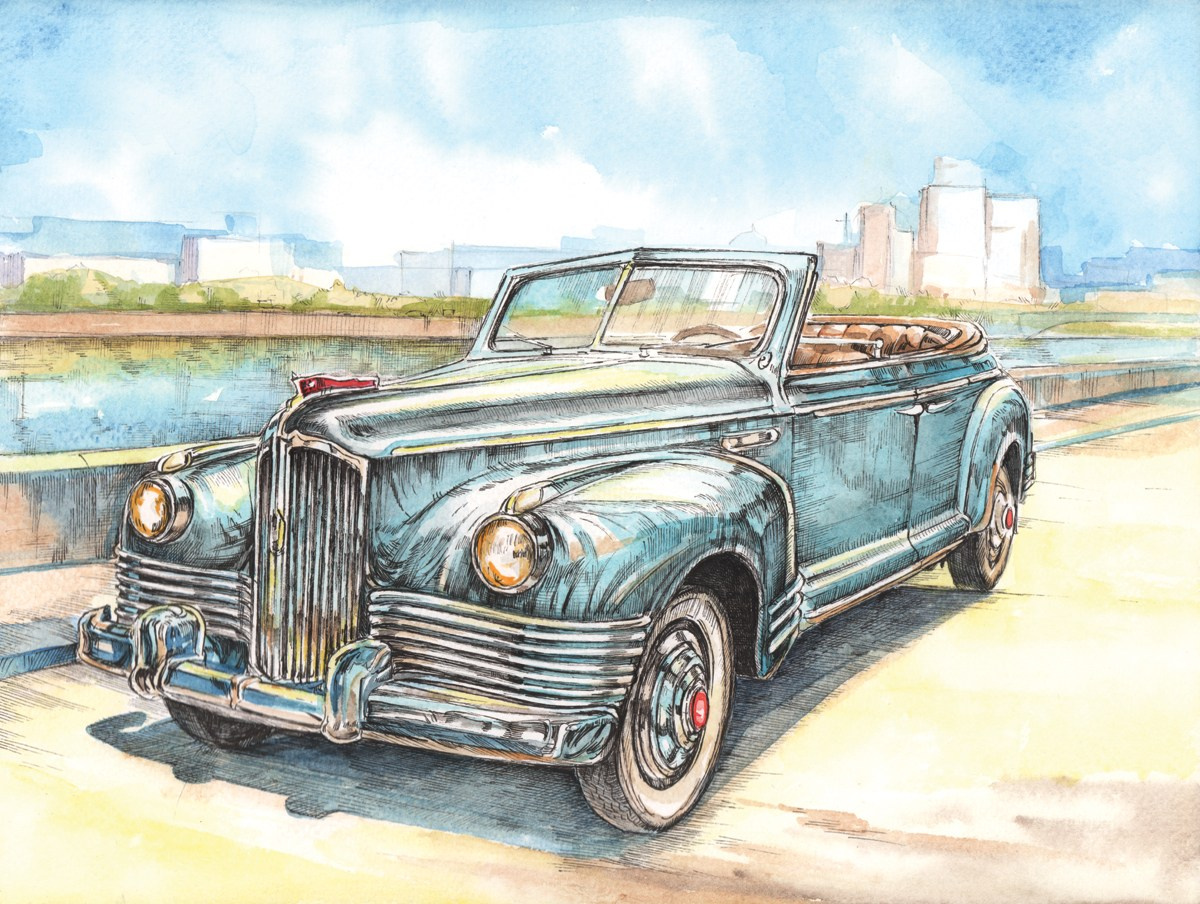 Автомобили Гаража Особого Назначения — работы для музея ГОН. Художник Александр Петрунин