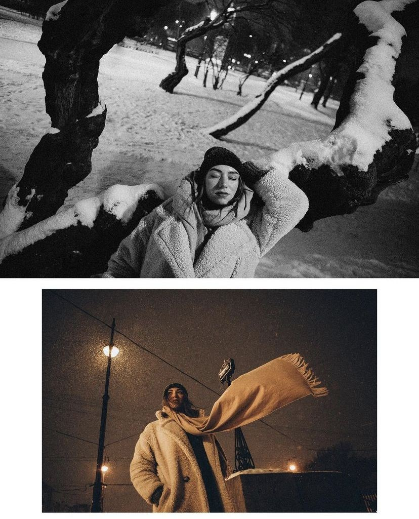 Зимняя в городе под снегопадом. Александра Мельниченко/ Бегающий фотограф