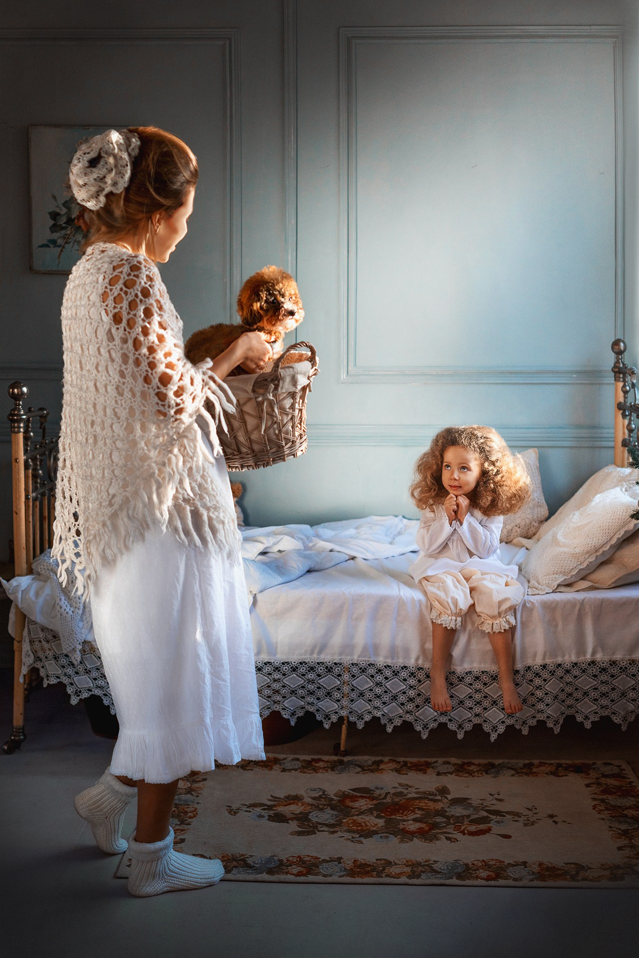 Рождество, утро, щенок, подарок