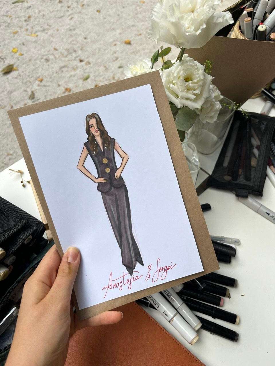 Скетчи  гостей на свадьбах, днях рождениях, праздниках в полный рост. Eventiss art agency| Художники и арт-услуги на мероприятие Москва и МО