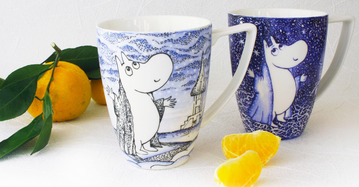 Кружка с росписью выполнена по эскизам сказки-повести Туве Янсон «Волшебная зима».
