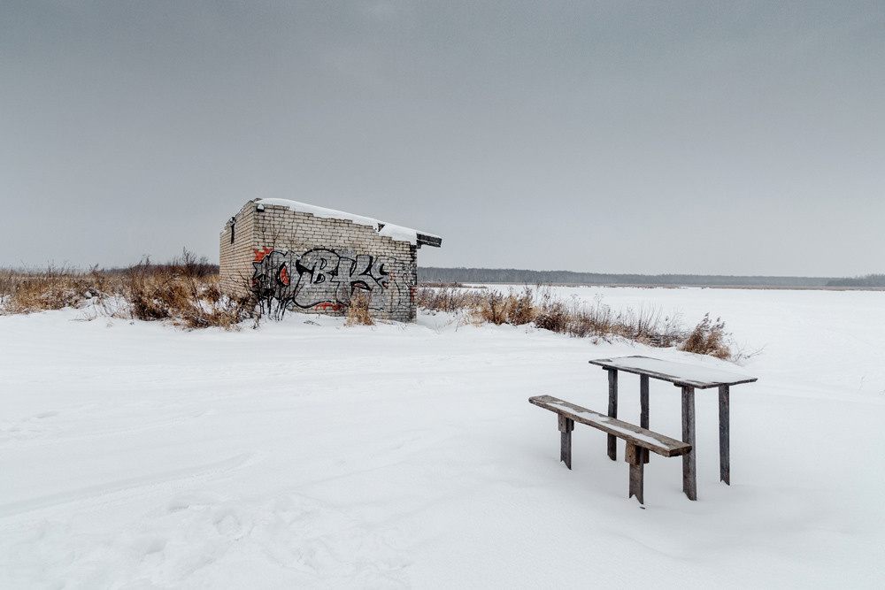 Зима река Нолька деревня большая Ноля.