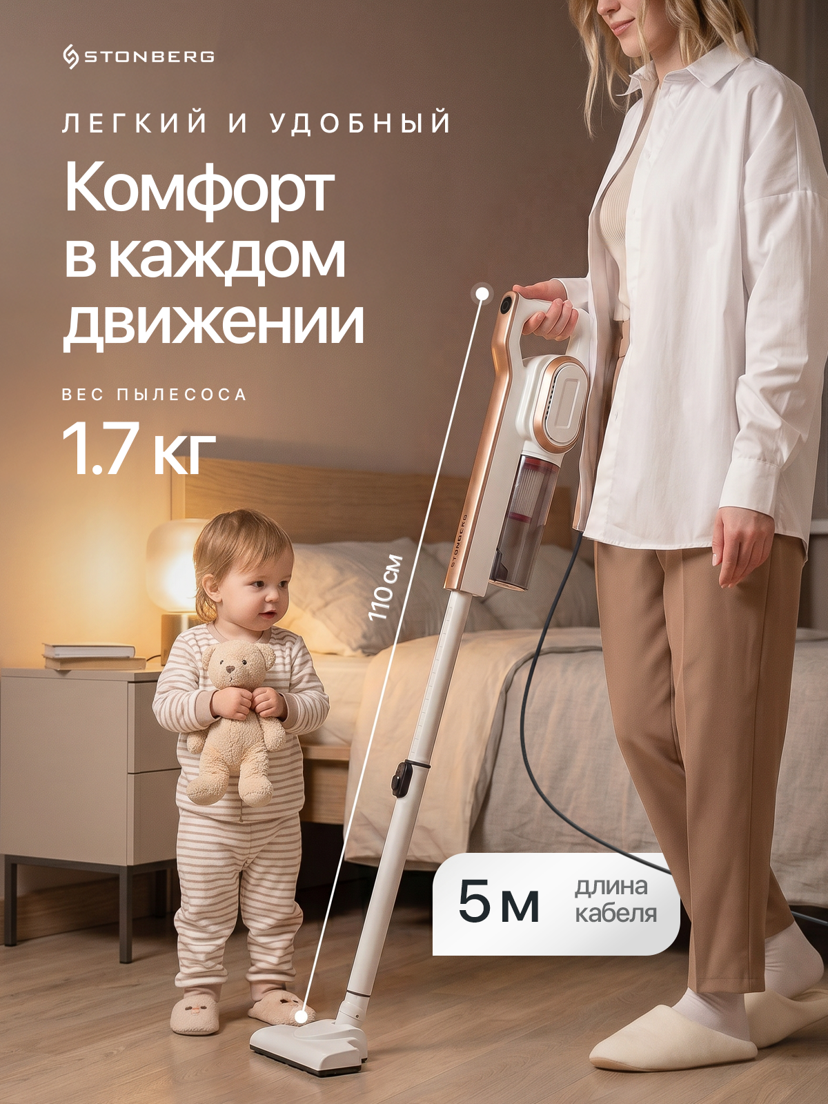 Вертикальный пылесос Stonberg. Виталий Боголюбов Инфографика для маркетплейсов