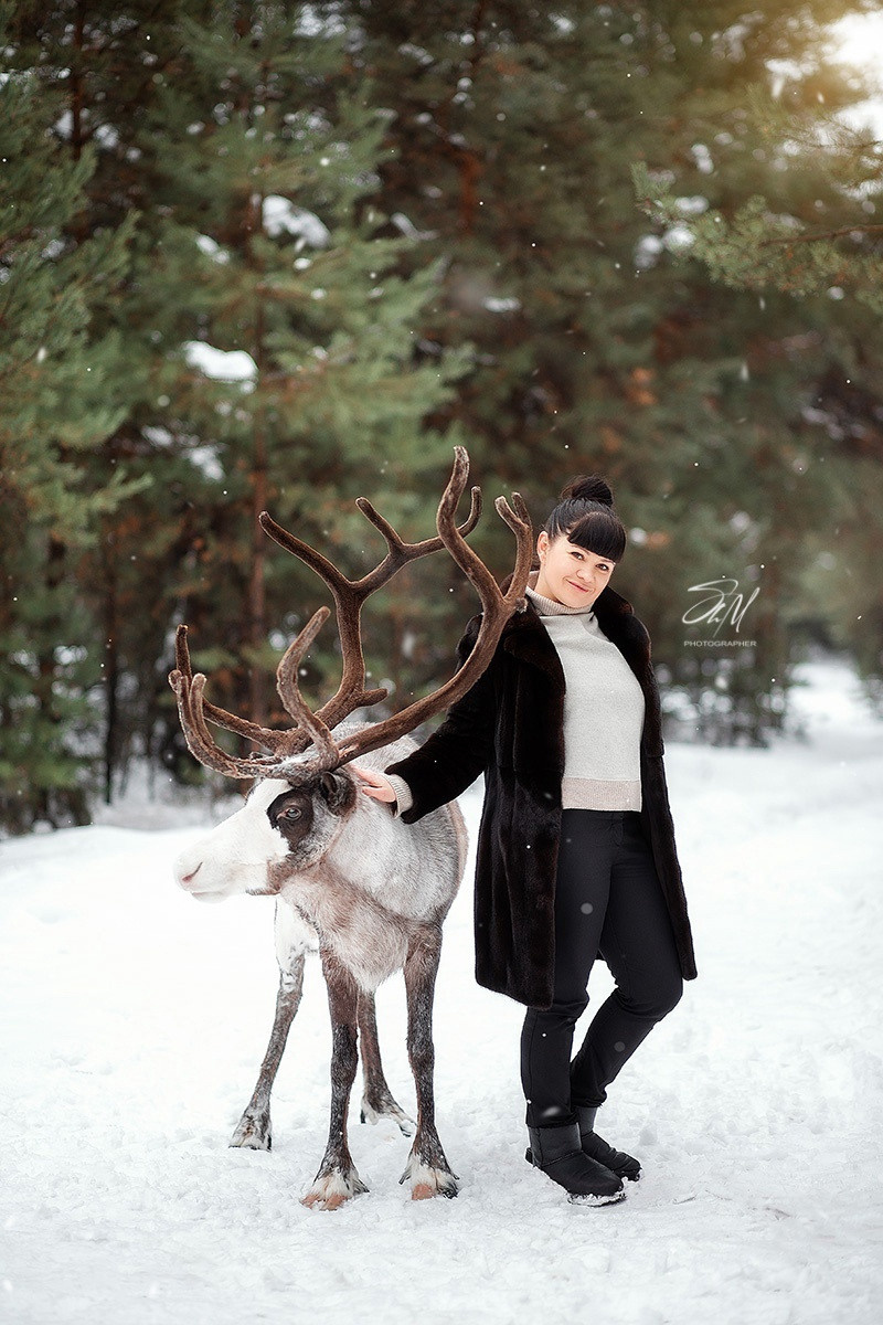 Съёмки с оленем. Фотограф беременности и семейный фотограф в Нижнем Новгороде Мила Шелест
