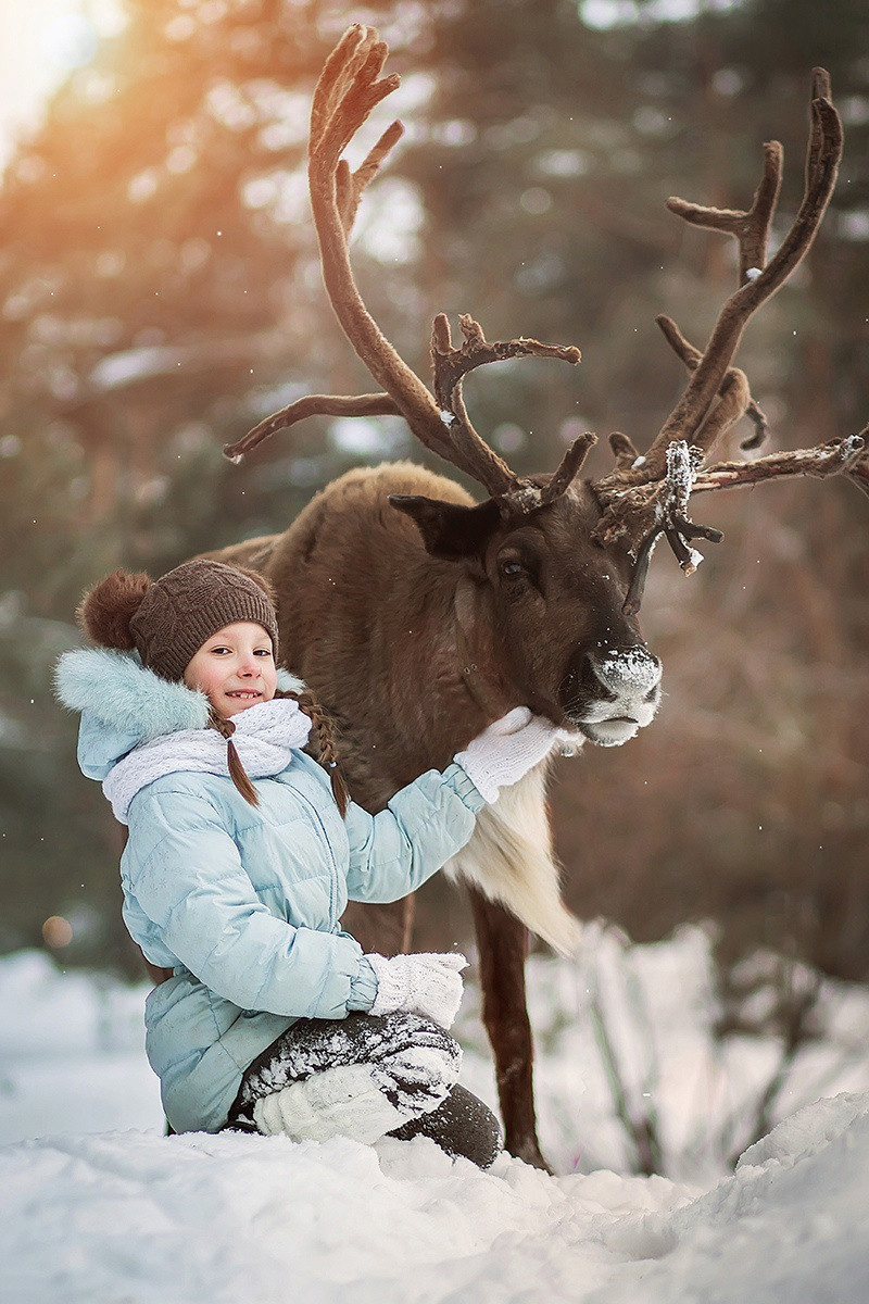 Съёмки с оленем. Фотограф беременности и семейный фотограф в Нижнем Новгороде Мила Шелест