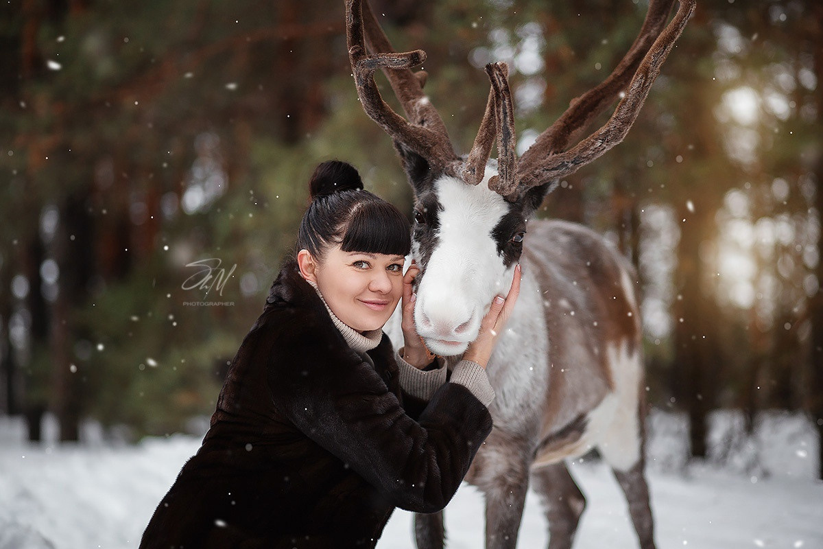 Съёмки с оленем. Фотограф беременности и семейный фотограф в Нижнем Новгороде Мила Шелест