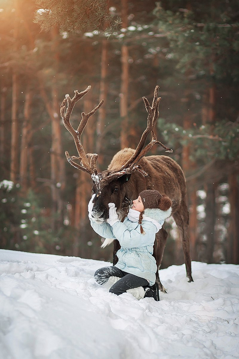 Съёмки с оленем. Фотограф беременности и семейный фотограф в Нижнем Новгороде Мила Шелест