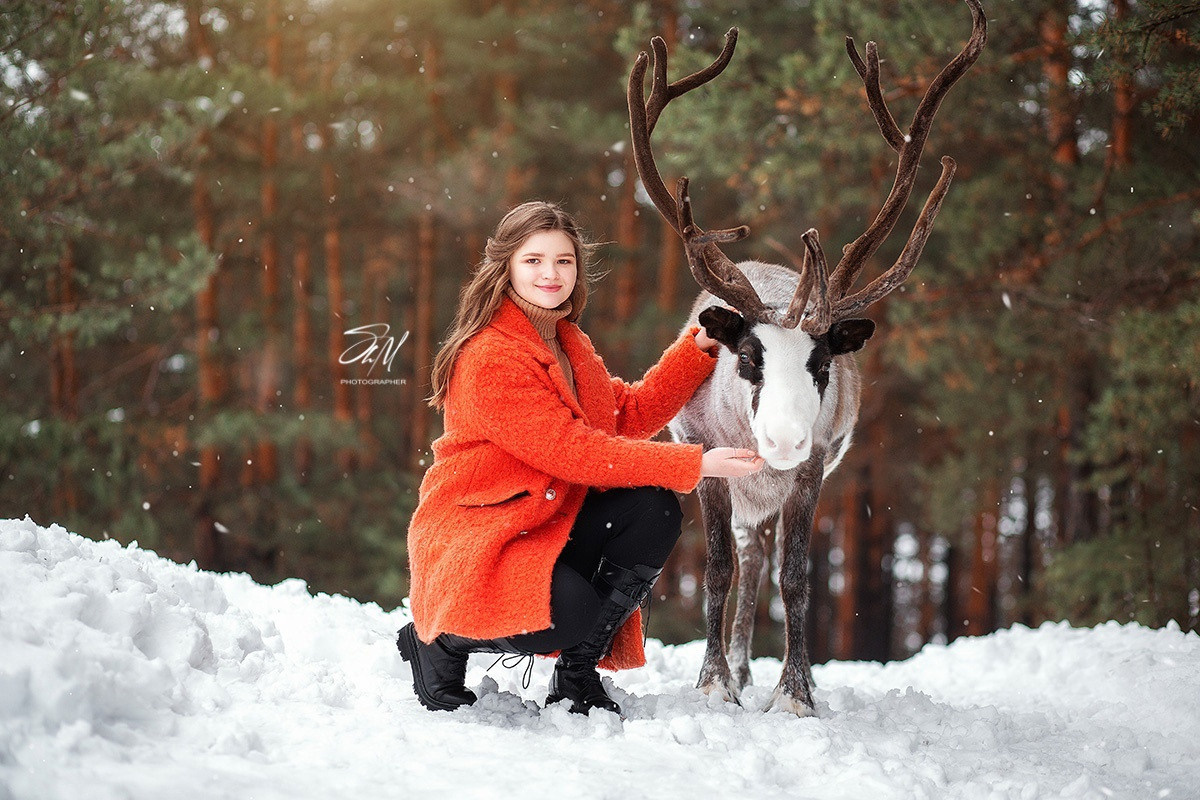 Съёмки с оленем. Фотограф беременности и семейный фотограф в Нижнем Новгороде Мила Шелест