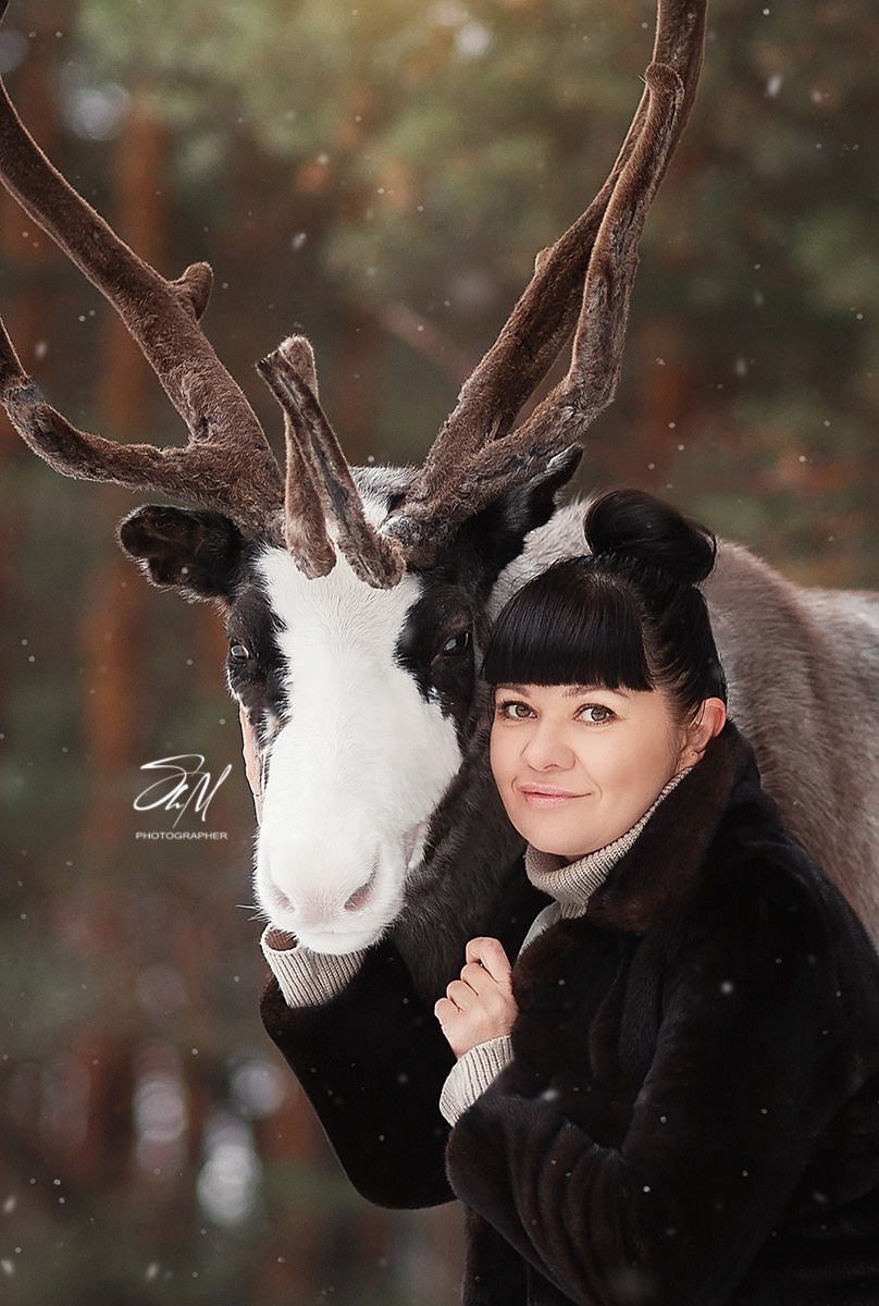 Съёмки с оленем. Фотограф беременности и семейный фотограф в Нижнем Новгороде Мила Шелест