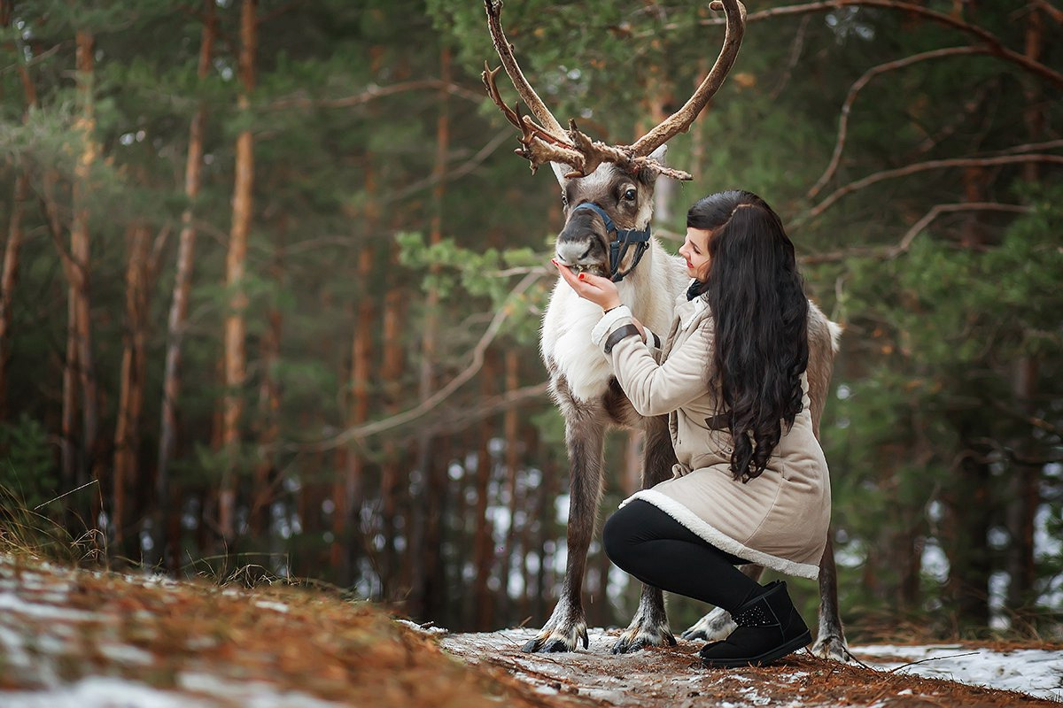 Съёмки с оленем. Фотограф беременности и семейный фотограф в Нижнем Новгороде Мила Шелест