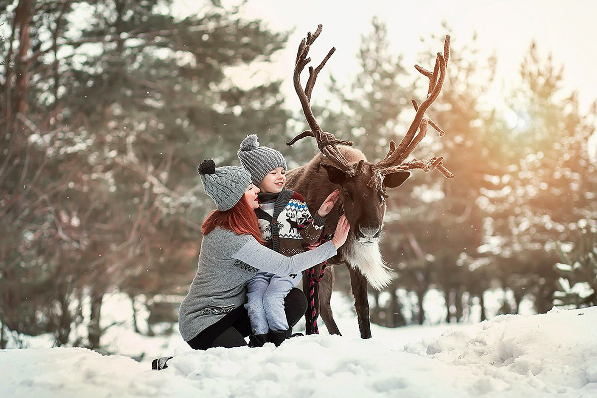 Съёмки с оленем. Фотограф беременности и семейный фотограф в Нижнем Новгороде Мила Шелест