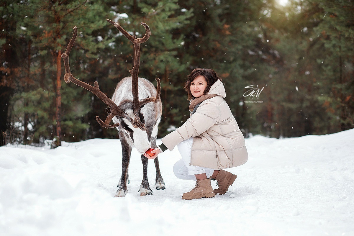Съёмки с оленем. Фотограф беременности и семейный фотограф в Нижнем Новгороде Мила Шелест