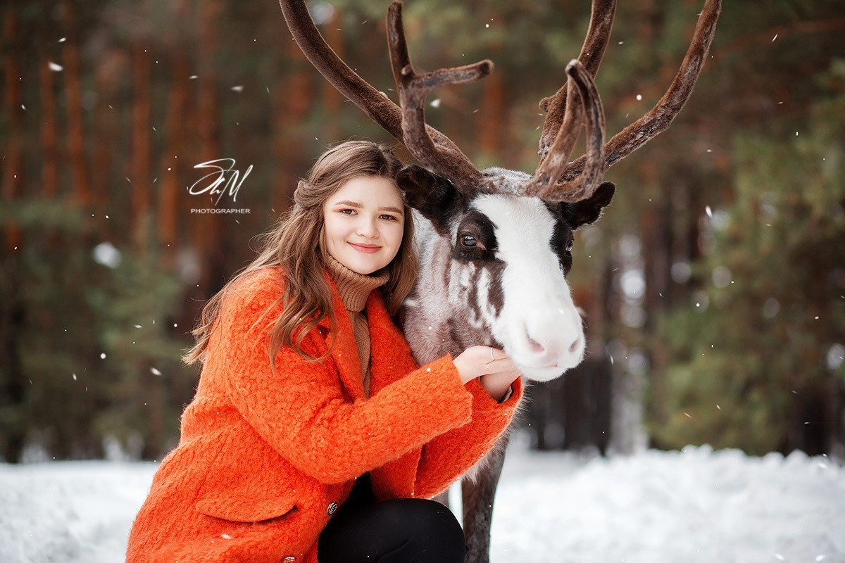 Съёмки с оленем. Фотограф беременности и семейный фотограф в Нижнем Новгороде Мила Шелест