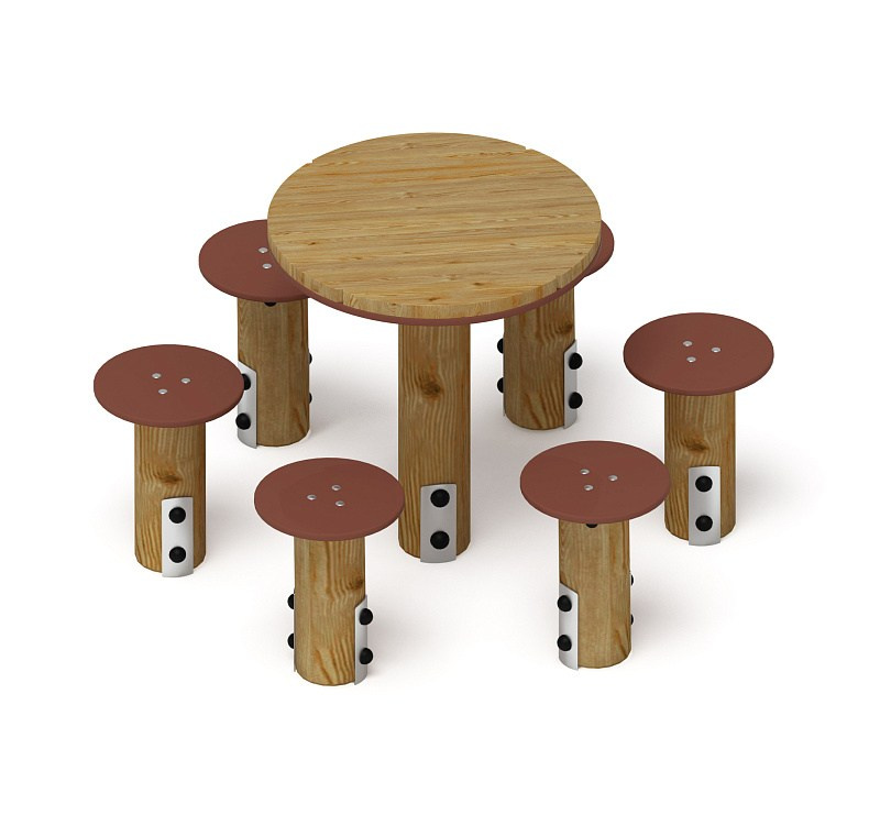 Столик взрослый (лиственница орех) МФ 32.01.05-Л.И1.02 Габариты (ШхДхВ): 1370х1530х850 Зона безопасности, мм: 2370х2530