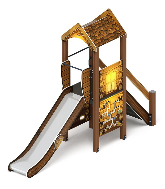 Играйте с нами (ЭКО) - ДИК 2.01.1.01-12 - Игровой комплекс H=1200                                                                                             Габариты (ШхДхВ): 4080x1000x3000                                                                                                                                                                     Зона безопасности, мм: 7580х4000                                                                                                                                                                        Скат горки: H=1200 (металлический скат)                                                                                                                                           Возрастные ограничения от 5 до 12 лет