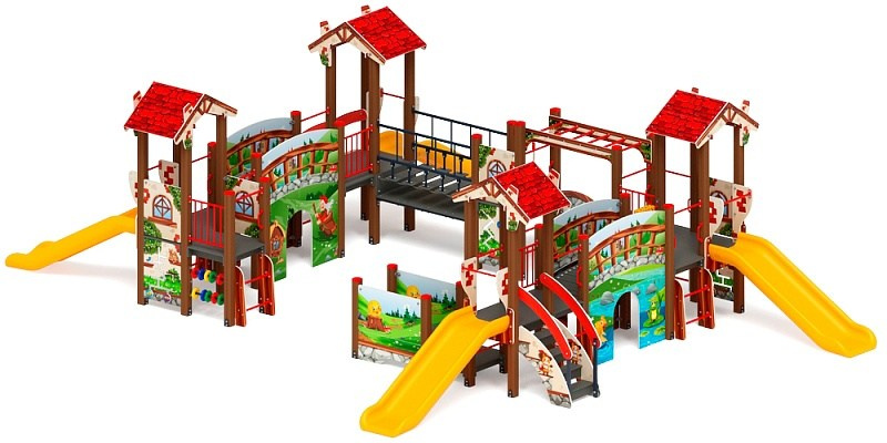 В гостях у сказки горка пластиковая Н 900 ДИК 1.05.01-30                                                                                                                      Габариты (ШхДхВ): 10280х8780х2790                                                                                                                                                                        Зона безопасности, мм: 14280х12780                                                                                                                                                                           Скат горки: H=900 (пластиковый скат)