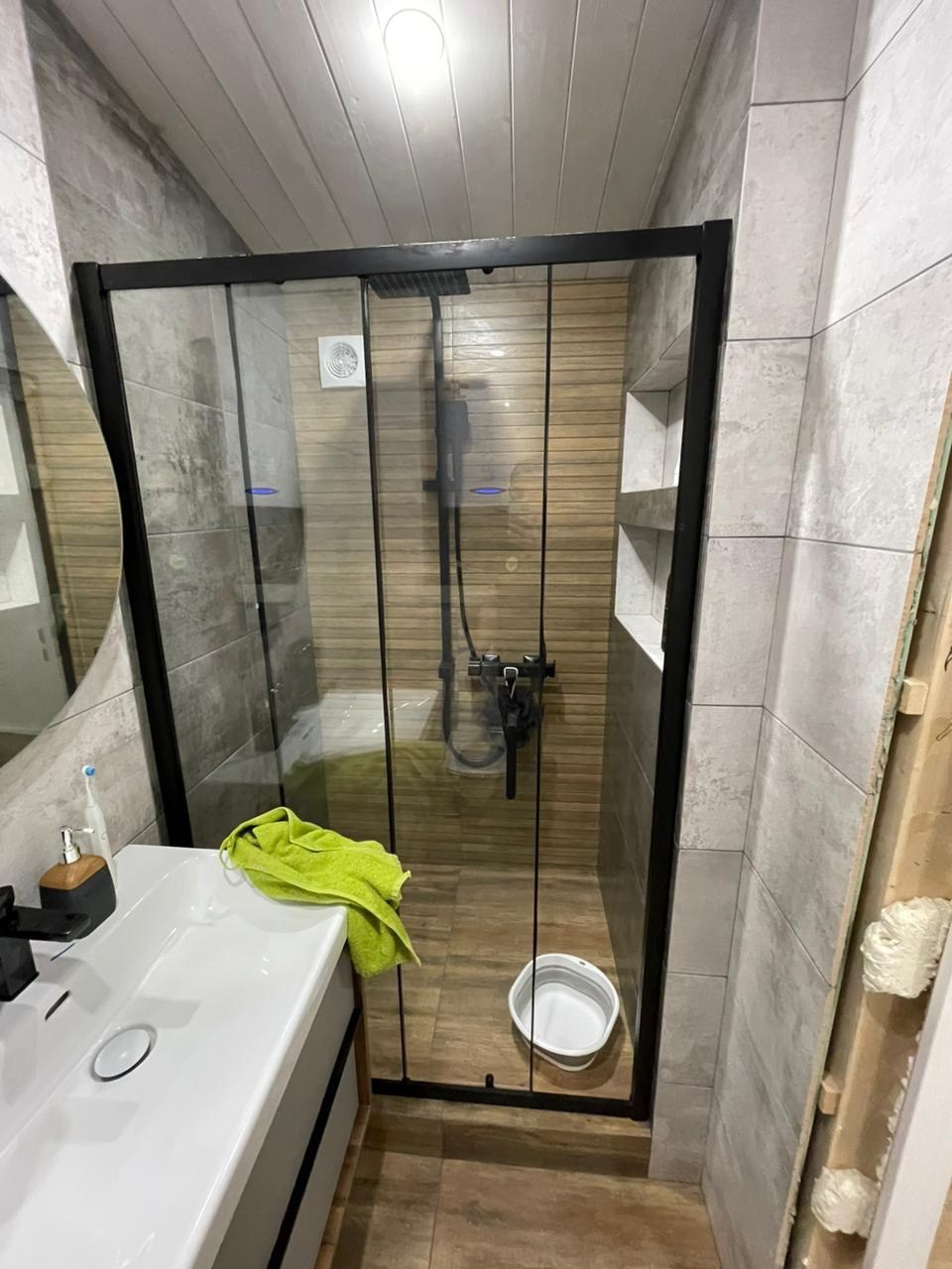 Ванная комната (с. Лесные Моркваши ул. Береговая д. 11). Ремонт санузла, туалета, ванной под ключ в Казани. Укладка плитки