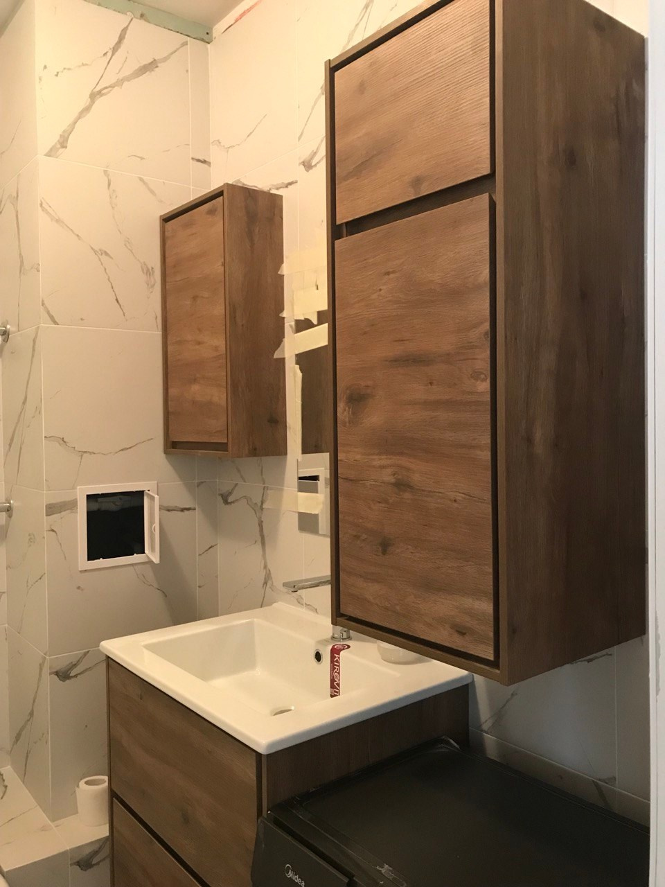 Ванная комната (ул. Генерала Махмута Гареева д. 5). Ремонт санузла, туалета, ванной под ключ в Казани. Укладка плитки