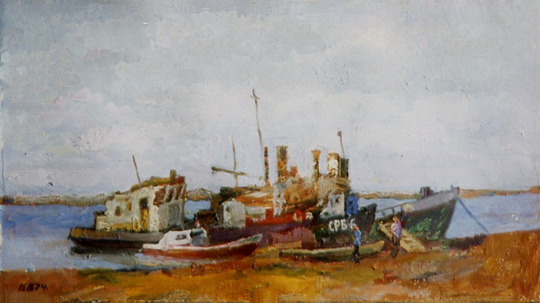 «На Волхове» 1974 год Собр. Ф.Ваккари. Италия. Художник Величко Вадим Семёнович