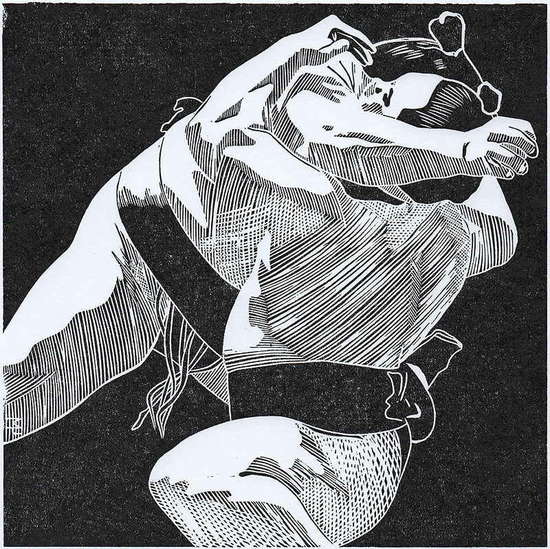 Серия линогравюр Grand Sumo Highlights  по мотивам турниров сумо. Авторская линогравюра, ручная печать на бумаге Ватман Гознак. 大相撲