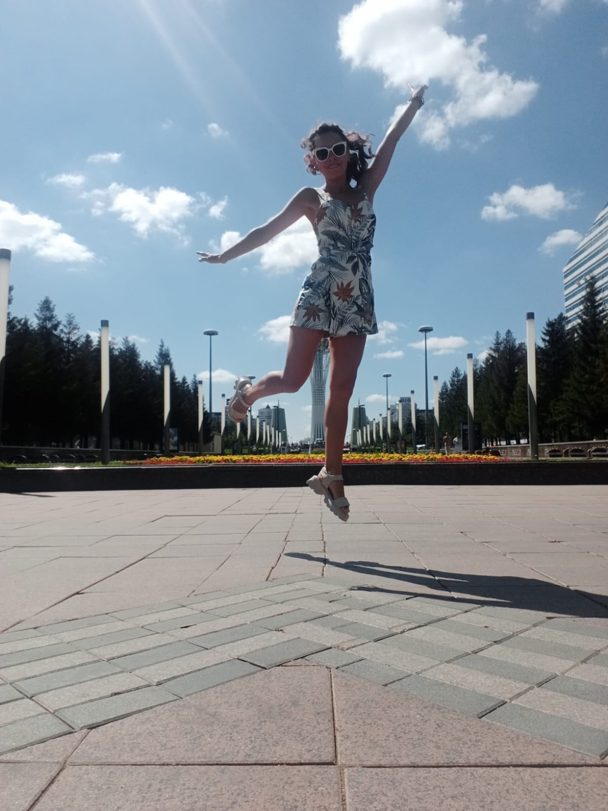 фонтан, Астана, девушка, прогулка